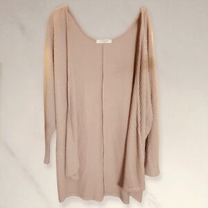 PROJECT SOCIAL T Waffle Knit Oversized Cardigan Lt Pink Long Sleeve - Small